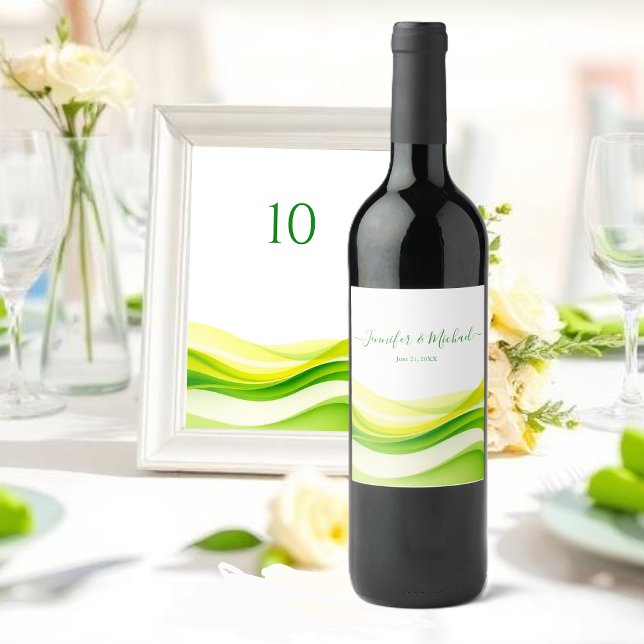 Insel-Zitrusgrün und Gelb Weinetikett (Island Citrus Green and Yellow Wine Label )