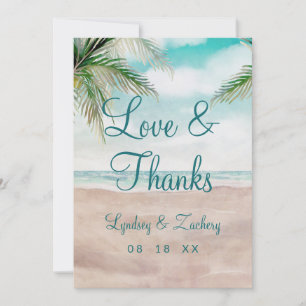 Inselbrise Sandstrand Hochzeit Liebe und Dankbarke Dankeskarte