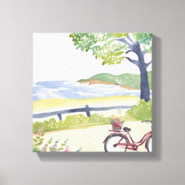 Inselfahrrad | Martha's Vineyard Watercolor Leinwanddruck