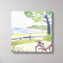 Inselfahrrad | Martha's Vineyard Watercolor Leinwanddruck