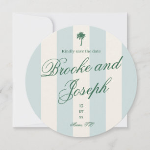 Inselhandschrift Cabana Strand Retro Blau Hochzeit Save The Date