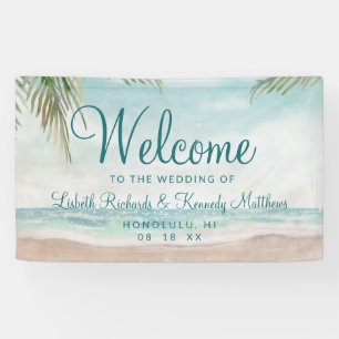 Inselhauch Gemalte Strand Szene Hochzeits Willkomm Banner