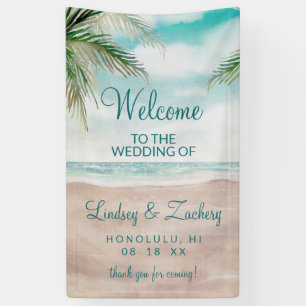 Inselhauch Gemalte Strand Szene Hochzeits Willkomm Banner