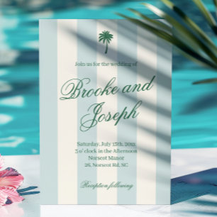 Inselhawaii-Palm-Streifen-Cabana-Strand Retro-blau Einladung