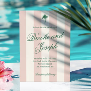 Inselhawaii-Palm-Streifen-Cabana-Strand Retro-Rosé Einladung
