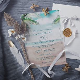 Inselluft Sandstrand Eleganter QR-Code Hochzeit Einladung