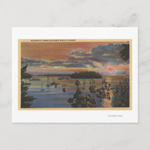 Inseln des Unteren Columbia River in Sunsetand Postkarte