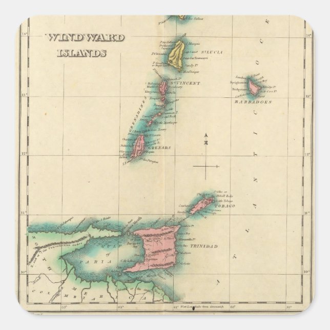 Inseln des Windes Quadratischer Aufkleber (Vorderseite)