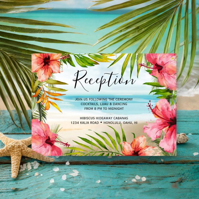 Inselparadies | Tropical Beach Wedding Empfang Begleitkarte (Von Creator hochgeladen)