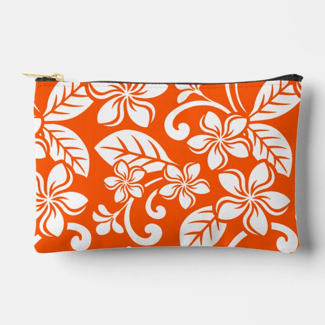 INSELPLUMERIA-MUSTER IN SEHR ORANGE ZUBEHÖRTASCHE (Vorderseite)