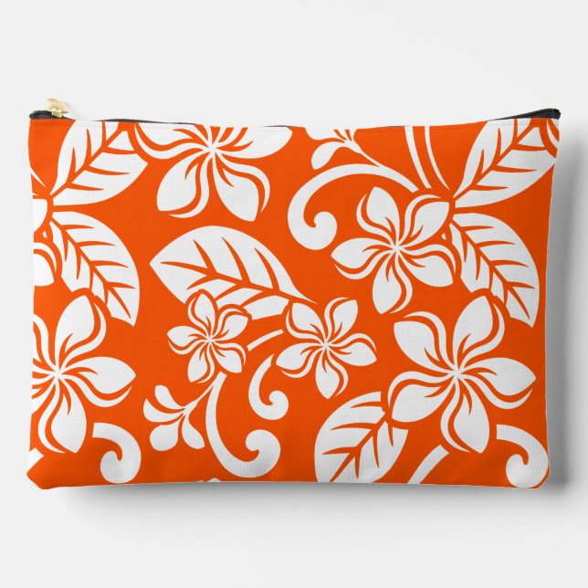 INSELPLUMERIA-MUSTER IN SEHR ORANGE ZUBEHÖRTASCHE (Vorderseite)