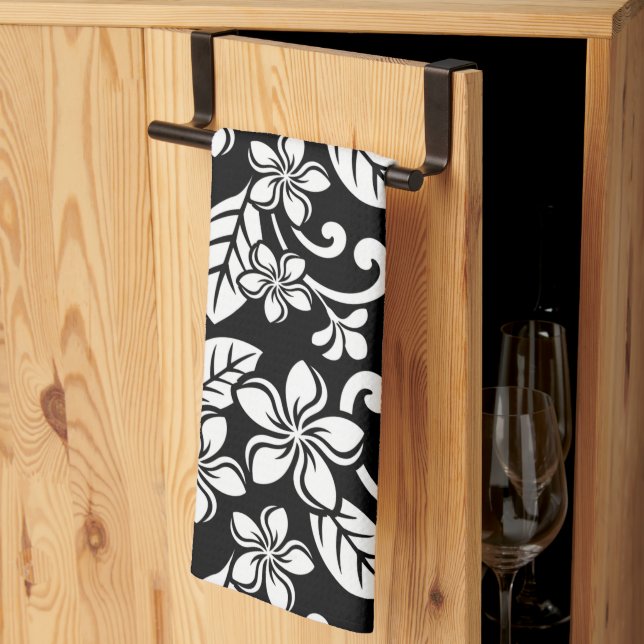 INSELPLUMERIE (SCHWARZ) GESCHIRRTUCH (Drittel gefaltet)