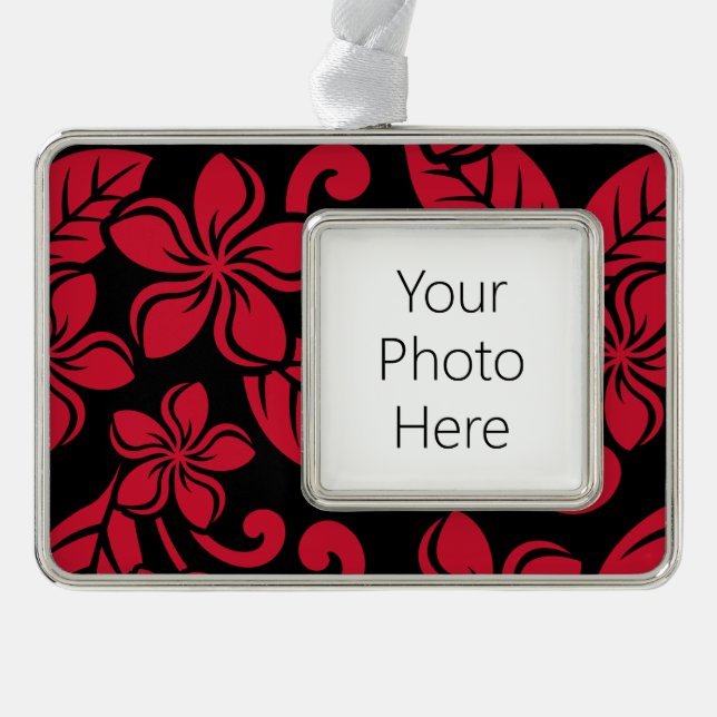 INSELPLUMERIE (SCHWARZ/ROT) Rahmen-Ornament SILBER (Vorderseite)