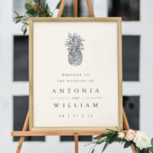 Inselvintage-Ananas-Hochzeitsbegrüßung Poster