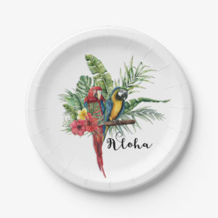 Inselvögel Tropische Blumen Botanisch Pappteller