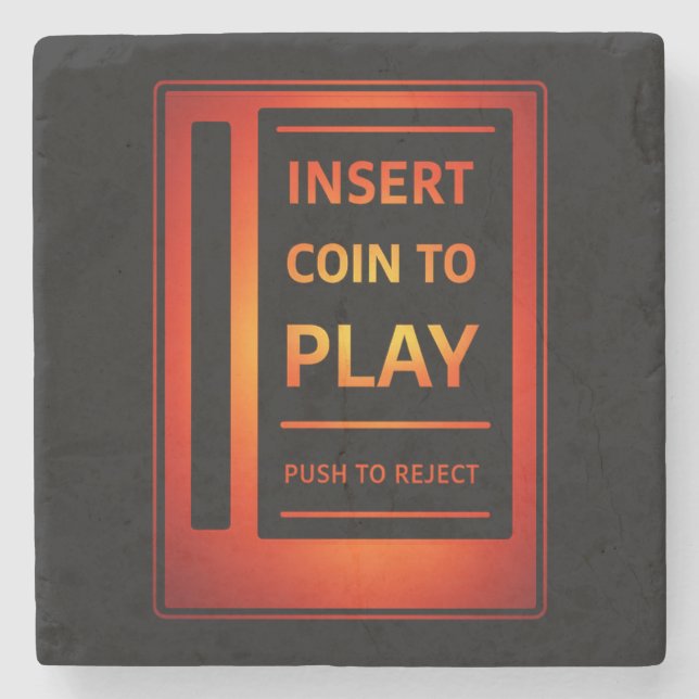 Insert Coin to Play Retro Arcade Stone Coaster Steinuntersetzer (Vorderseite)