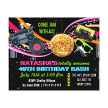 Insgesamt 80er Jahre Retro-Einladung zum Geburtsta