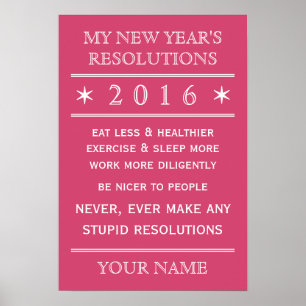 Insgesamt anpassbares New Year's Resolution Poster