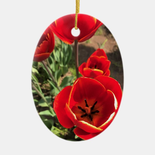 Inside Red Tulips Keramik Ornament (Vorne)
