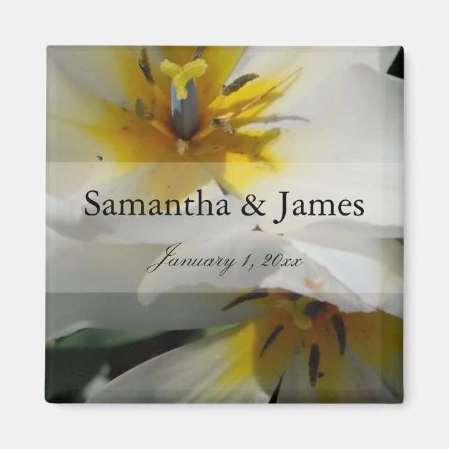 Inside White Lilies Personal Wedding Magnet (Vorne)