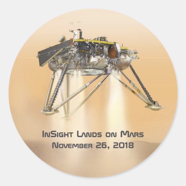 InSight Landing auf Mars Runder Aufkleber (Vorderseite)