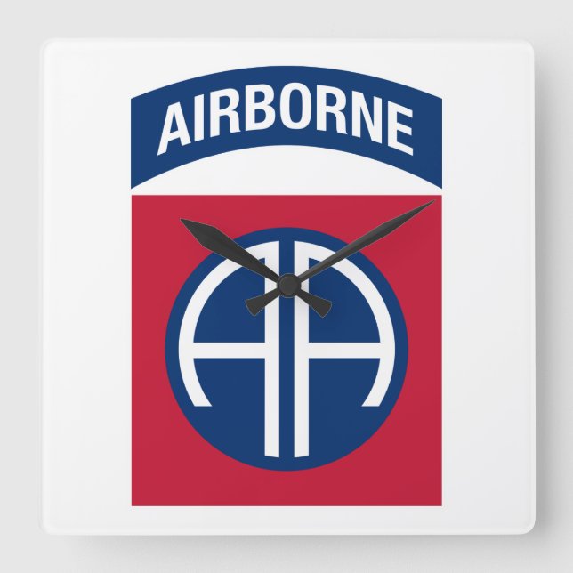 Insignia Military Veteran der 82. Im Flugzeug Abte Quadratische Wanduhr (Vorderseite)