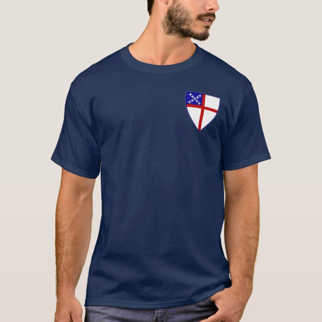 Inspektions-T - Shirt-Blau mit Schild T-Shirt (Vorderseite)