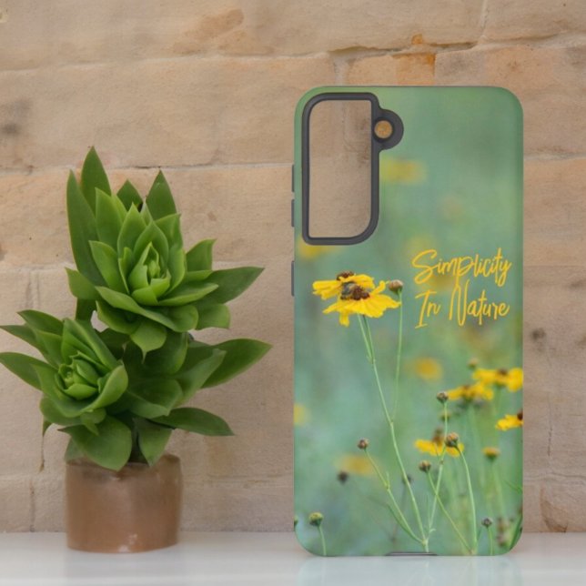 Inspiration Abgeschieden Gelbe Wildblumen Foto Samsung Galaxy Hülle (Phone case back with custom text)