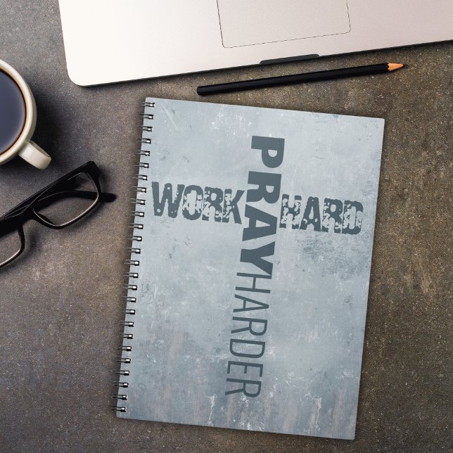 Inspiration Arbeit harter Beten Harter Cross Blue Notizblock (Von Creator hochgeladen)