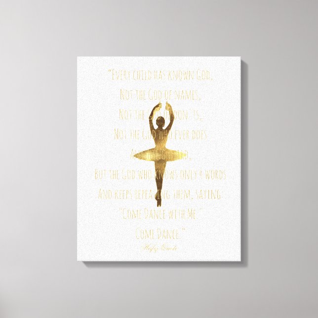Inspiration Ballerina Quote Gold Balletttänzer Leinwanddruck (Vorderseite)