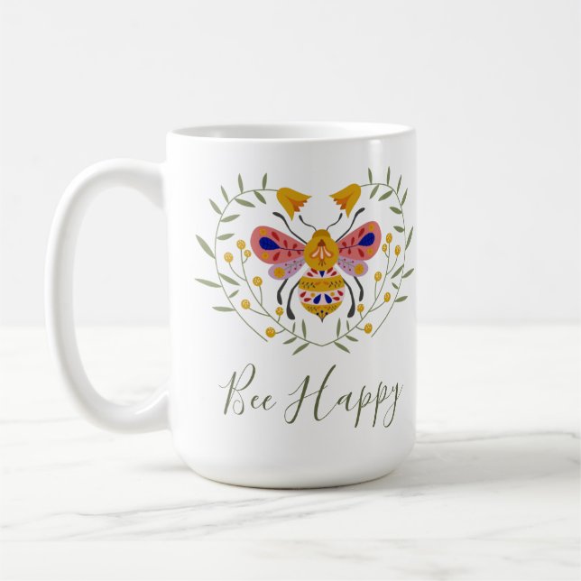 Inspiration Bee Happy Kaffeetasse (Links)