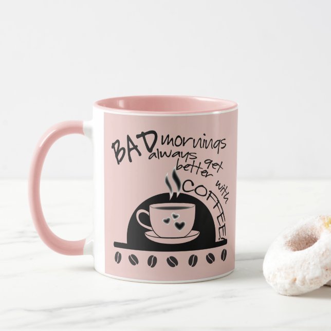 Inspiration besser mit Kaffee pink Tasse (Mit Donut)