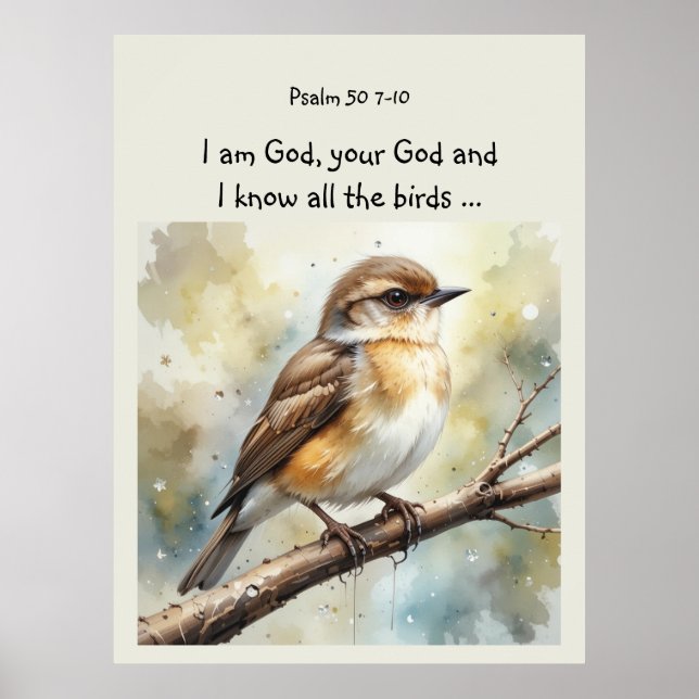Inspiration Bibel-Zitat Psalm Vögel Poster (Vorne)