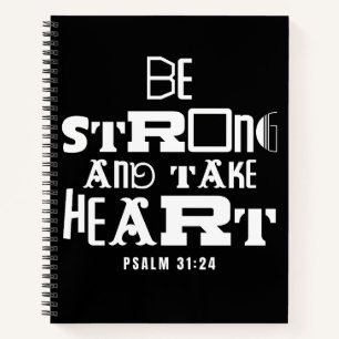 Inspiration Bibel Zitat stark sein und Herz nehmen Notizbuch