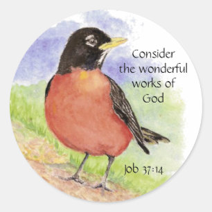 Inspiration Biokunst Wasserfarbe Robin Art Runder Aufkleber