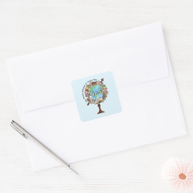 Inspiration Book Lover Quadratischer Aufkleber (Umschlag)