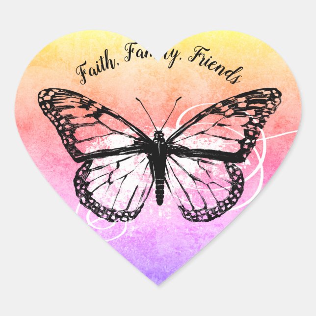 Inspiration Butterfly Rainbow Faith Friends Herz-Aufkleber (Vorderseite)