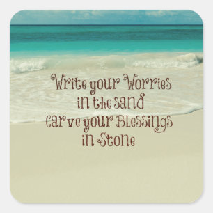 Inspiration Carvour Ihre Segnungen in Stone Zitat Quadratischer Aufkleber