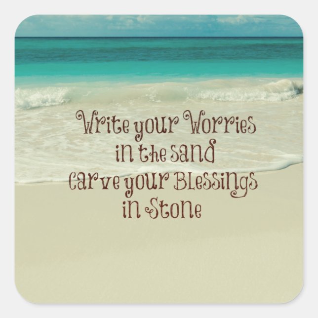 Inspiration Carvour Ihre Segnungen in Stone Zitat Quadratischer Aufkleber (Vorderseite)
