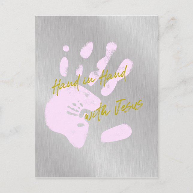 Inspiration Christlich Hand in Hand mit Jesus Postkarte (Vorderseite)