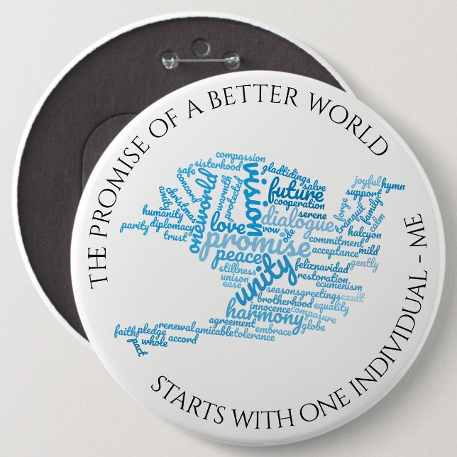 Inspiration Elegant Dove of Peace Tag Cloud Button (Vorne & Hinten)