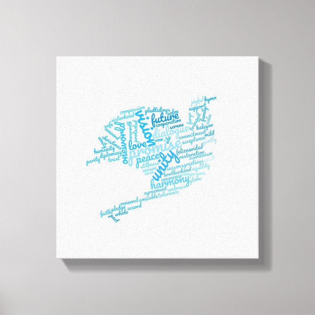 Inspiration Elegant Dove of Peace Tag Cloud Leinwanddruck (Vorderseite)