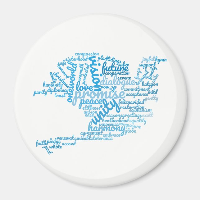 Inspiration Elegant Dove of Peace Tag Cloud Magnet (Vorne)