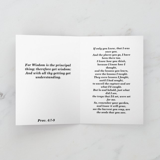 Inspiration, Ermutigung, Glaube, Hoffnung Dankeskarte (Innenseite)