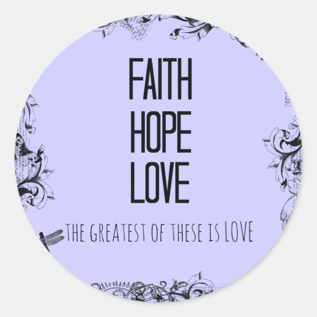 Inspiration Faith Hope Liebe Bible Verse Runder Aufkleber (Vorderseite)