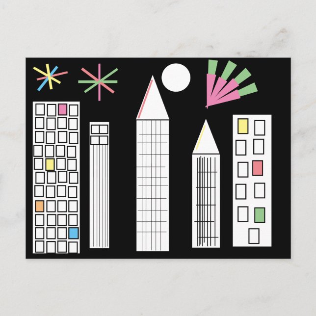 Inspiration Fireworks Light City Skyline Postkarte (Vorderseite)