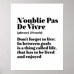Inspiration Französisch Zitat Pas De Vivre Poster