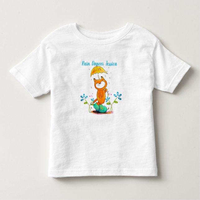 Inspiration Frühlingsfox mit Regenschirm Kleinkind T-shirt (Vorderseite)