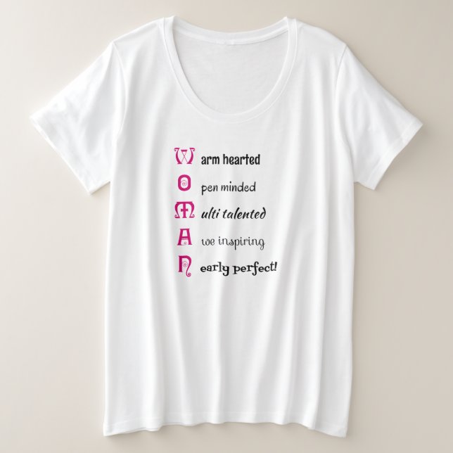 Inspiration für den Text der FRAU Große Größe T-Shirt (Design vorne)