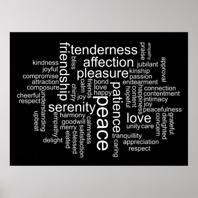 Inspiration für Frieden und Liebe Word Cloud Poste Poster (Vorne)